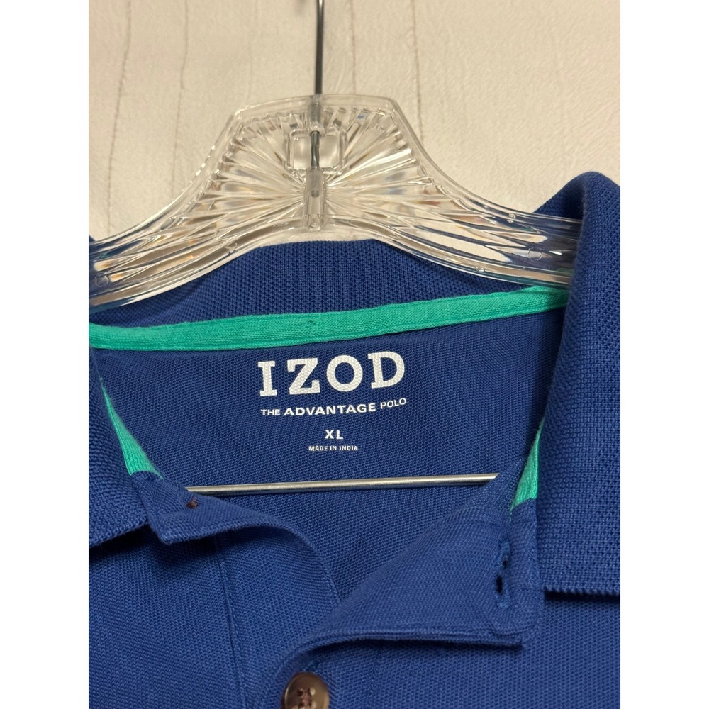 IZOD The Advantage Polo Shirt Mens XL Royal Blue Short Sleeve Pique Golf Top - Picture 3 of 5